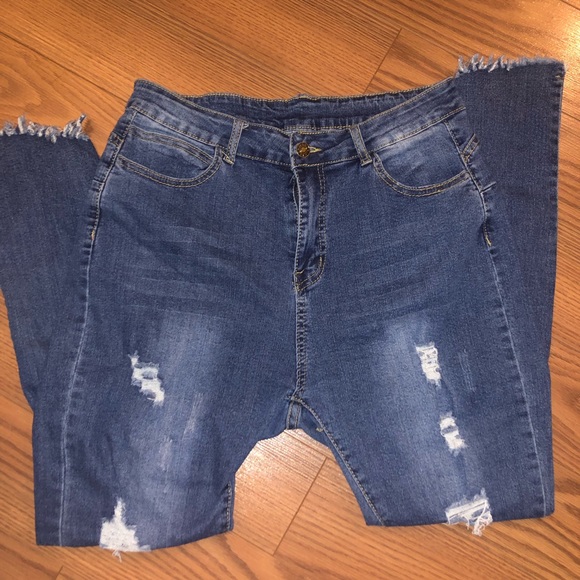 Distressed blue skinny jeans - Picture 3 of 5